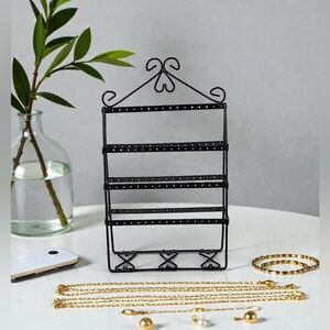 4 Layer, Double-side Earring Holder Stand. Holds Necklaces&56 Pairs Of Earrings
